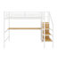 Lit mezzanine double en métal avec bureau en L, port USB, DEL, armoire-530023708