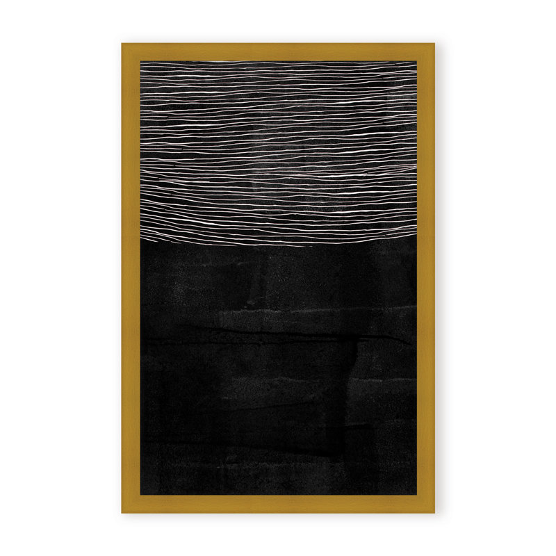 Abstract Blackened Line by  - Picture Frame Painting on Paper, 24" H x 16" W x 1.125" D, Framed Matted Print, Black