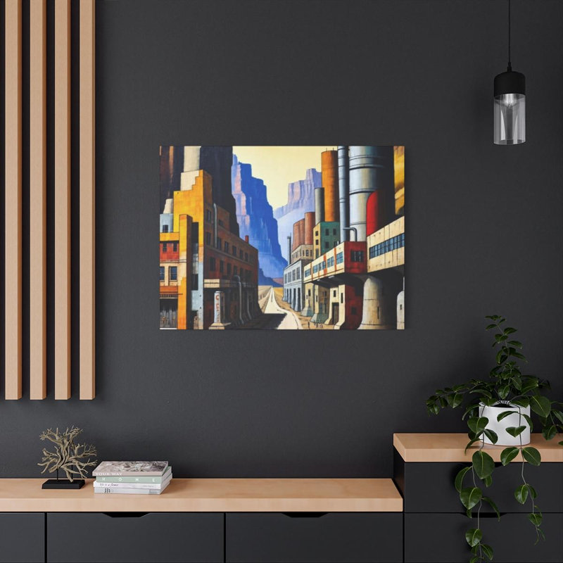 «Industrial Canyons Outpost, Cubism», reproduction d'art sur toile, H 30 po x l 40 po