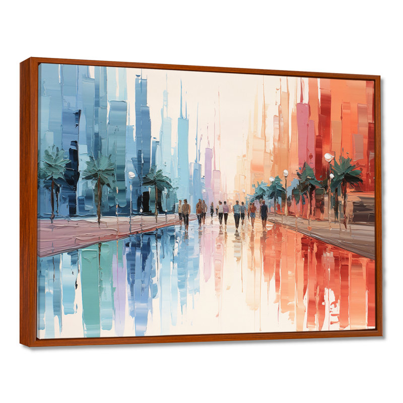 Nassim - Paysage abstrait, art mural, salon, Cadre flottant brun, H 12 po x l 20 po