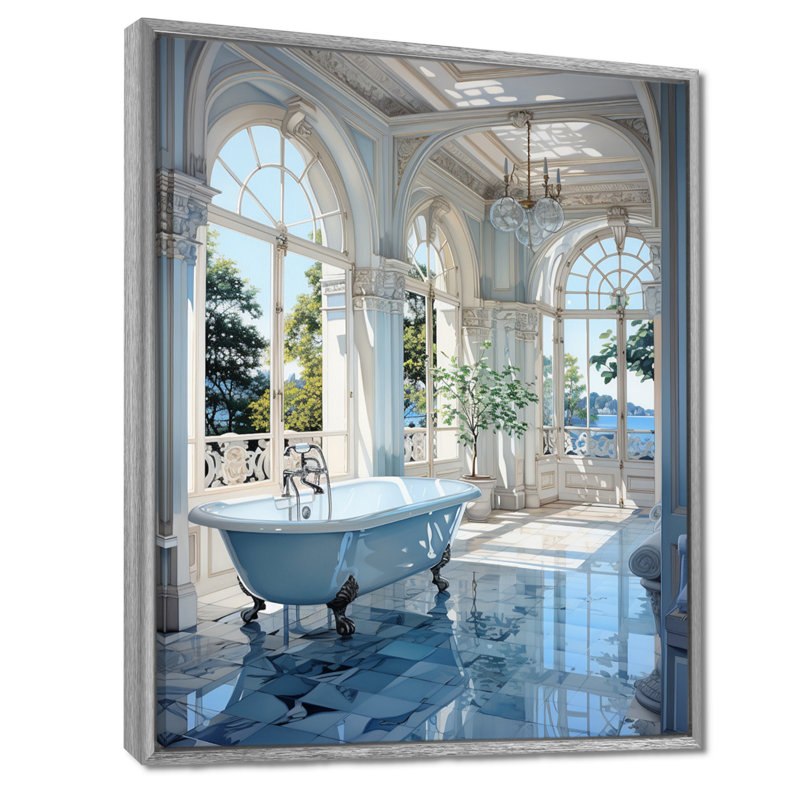 Bathroom Tranquil Reflections II - Impressions encadrées pour salle de bain, Encadrement argenté, 44" H x 34" W