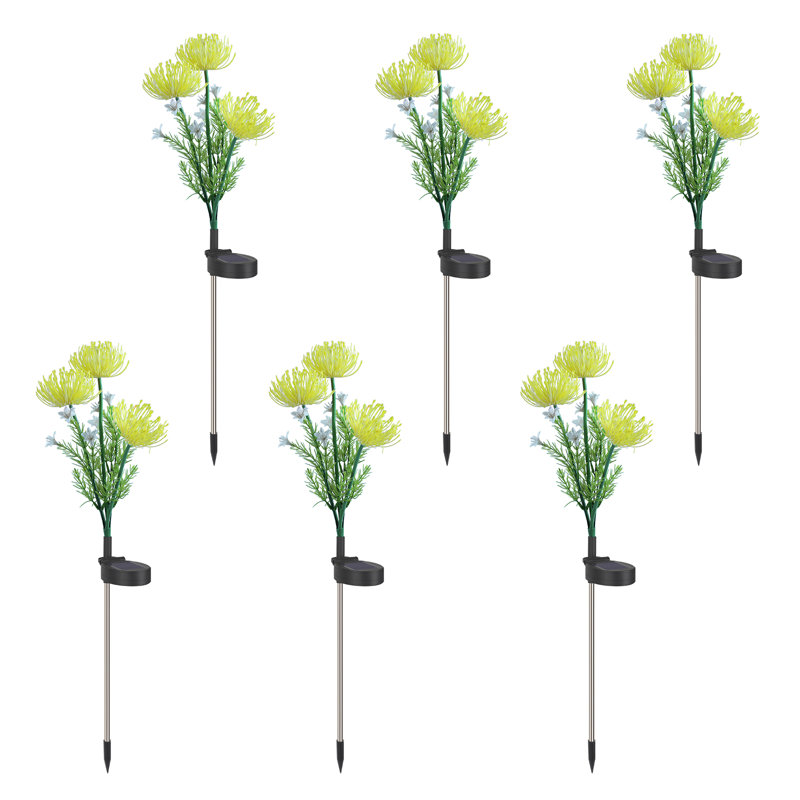 6-Pack 3-Head Solar Spider Lily Light - Yellow