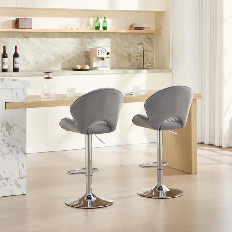 Ensemble de 2 tabourets de bar réglables avec dossier et repose-pieds, chaises de bar à hauteur de comptoir pour la cuisine