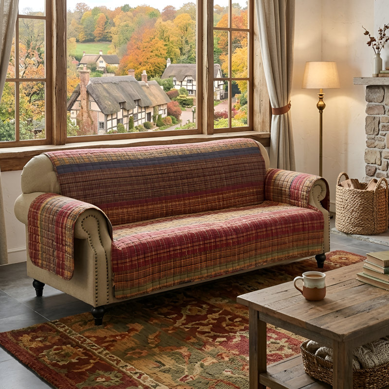 Durango Gold Rush Reversible Quilted Sofa Slipcover, Red