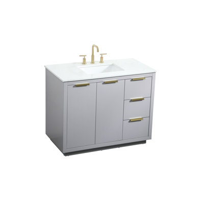 Broadlands 42'' Single Bathroom Vanity with Engineered Marble Top