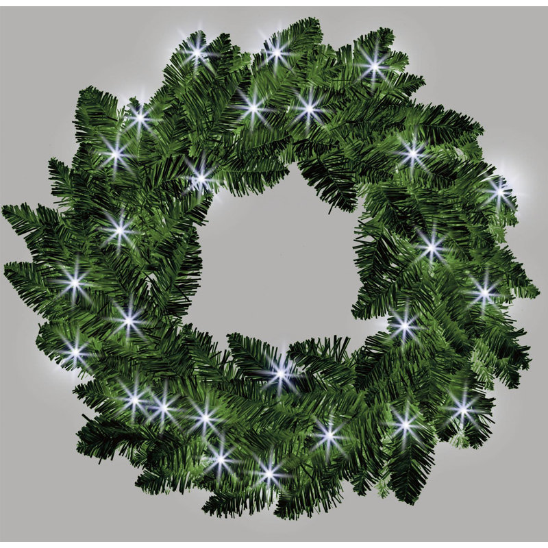 Faux Lighted PVC 21.65cm Christmas Wreath, Warm White
