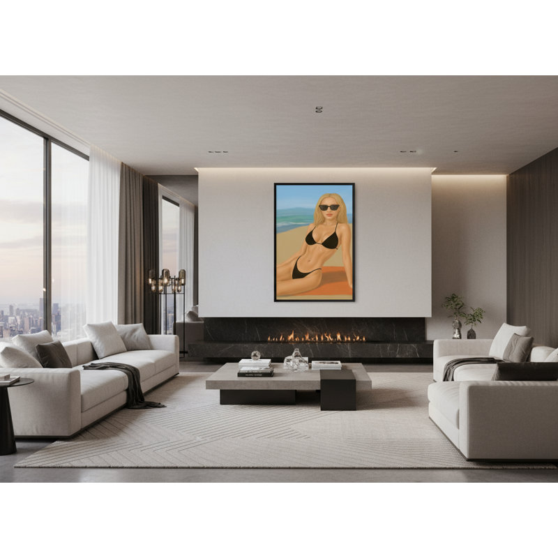 Desert Sun Muse Framed Canvas Wall Art by Kasian Art Studio - Black Frame