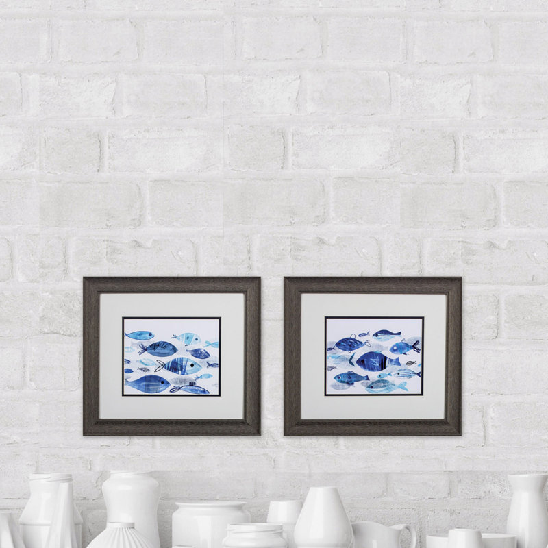 Fish Parade - Cadre photo 2 pièces, impression sur papier