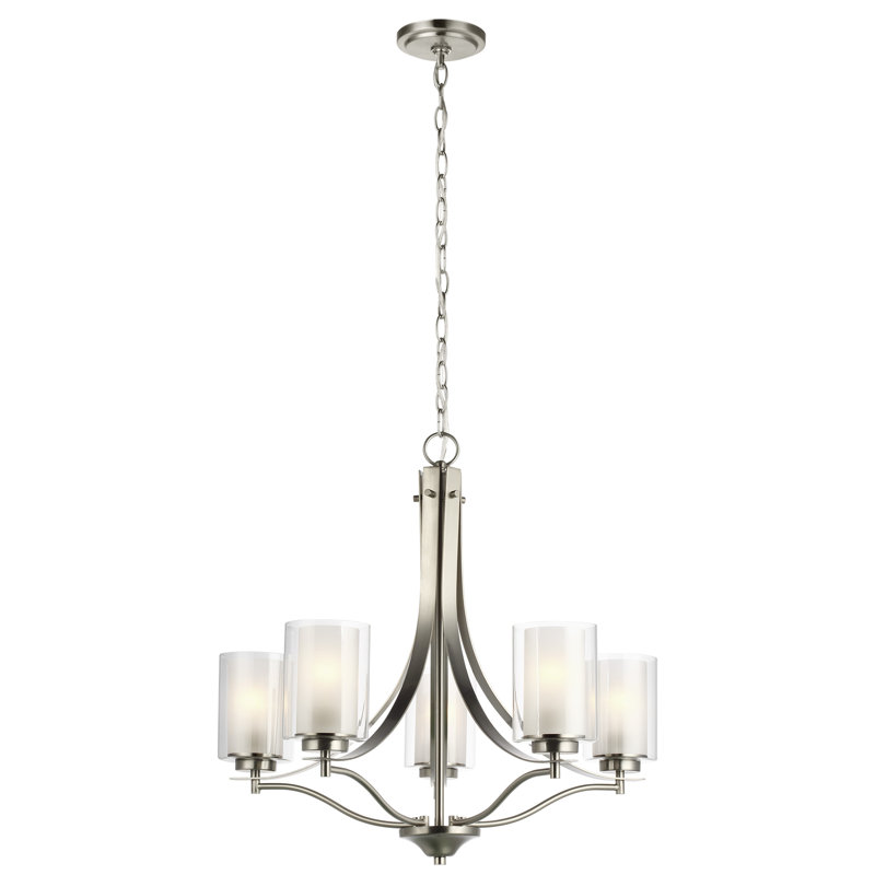 Elmwood Park Five Light Chandelier from Generation Lighting , Brushed Nickel, No