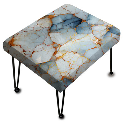 Veine de cristal motif de marbre doré et bleu - Repose-pieds rectangulaire en marbre
