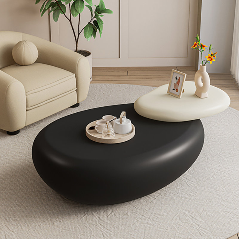 Cream style art pebble rotating end table