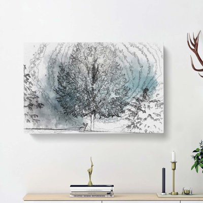 Hare in a Winter Forest in Abstract - Wrapped Canvas Drawing - Wrapped Canvas