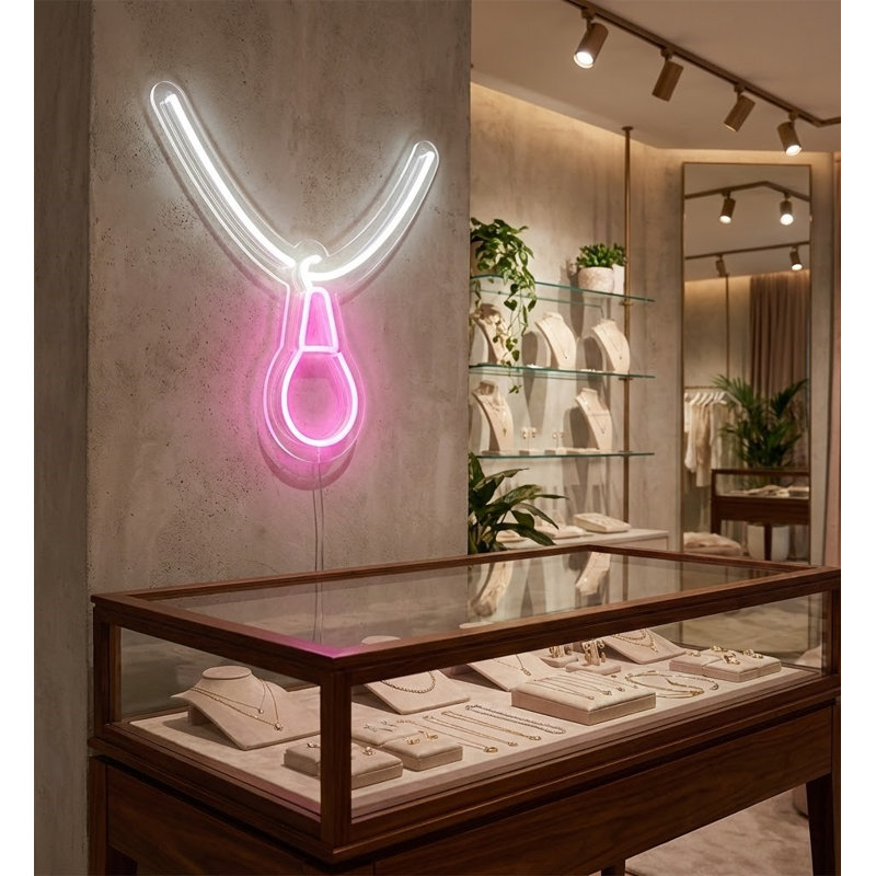  | Enseigne lumineuse en forme d'ampoule | Doté de tubes néon durables fabriqués à la main avec un éclairage rose vif et éclatant qui dure plus de 50 000 heures sans décoloration ni scintillement | 20 x 20 | Rose vif