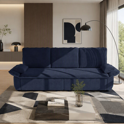 94.5" King Size Pull Out Sofa Bed, 3-In-1 Convertible Sleeper Sofa With Corduroy Upholstery, Multi-Functional Sofa Bed