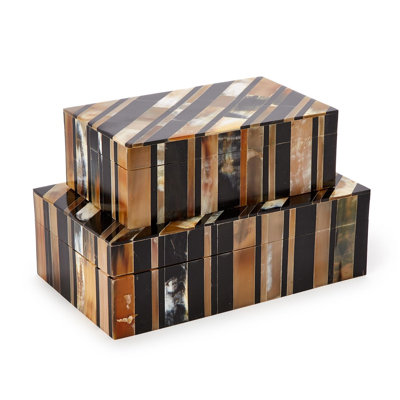 Ensemble de boîtes décoratives couvertes en os et panneau de fibres à densité moyenne H 3,5 po