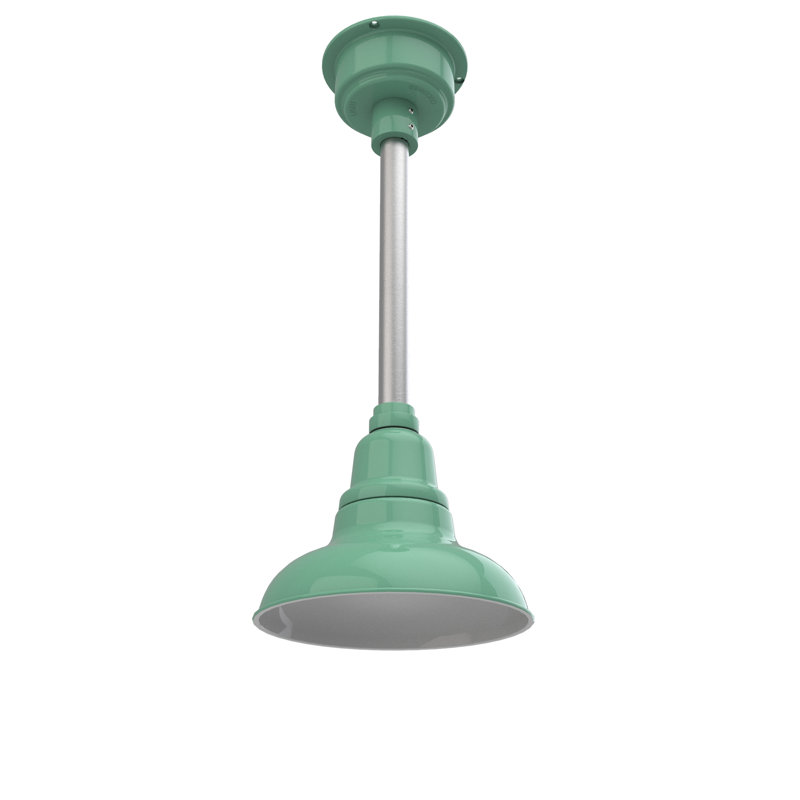 Idella 1 - Light LED Single Pendant, Jade with Galvanized Silver Downrod, 9" H x 8" W x 8" D