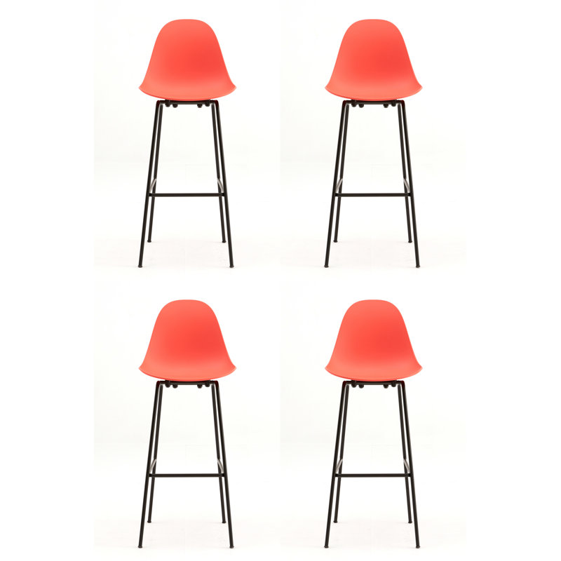 TA Bar & Counter Stool, Bar Stool (29.5" Seat Hight), Black, Red