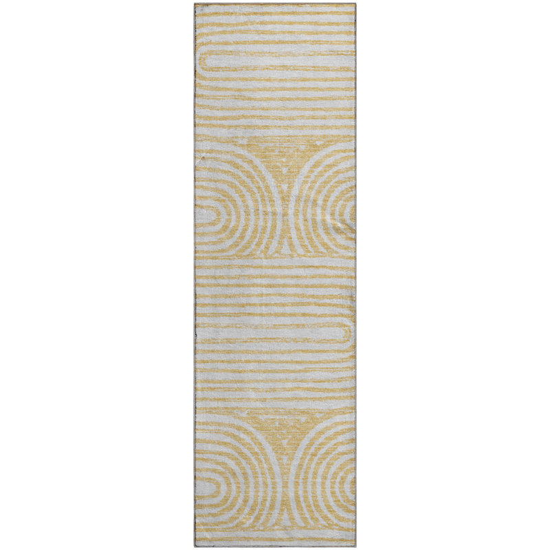 Premium Machine Washable Cerrito AMF540 Gold Rug, Runner 2'3" x 7'6"