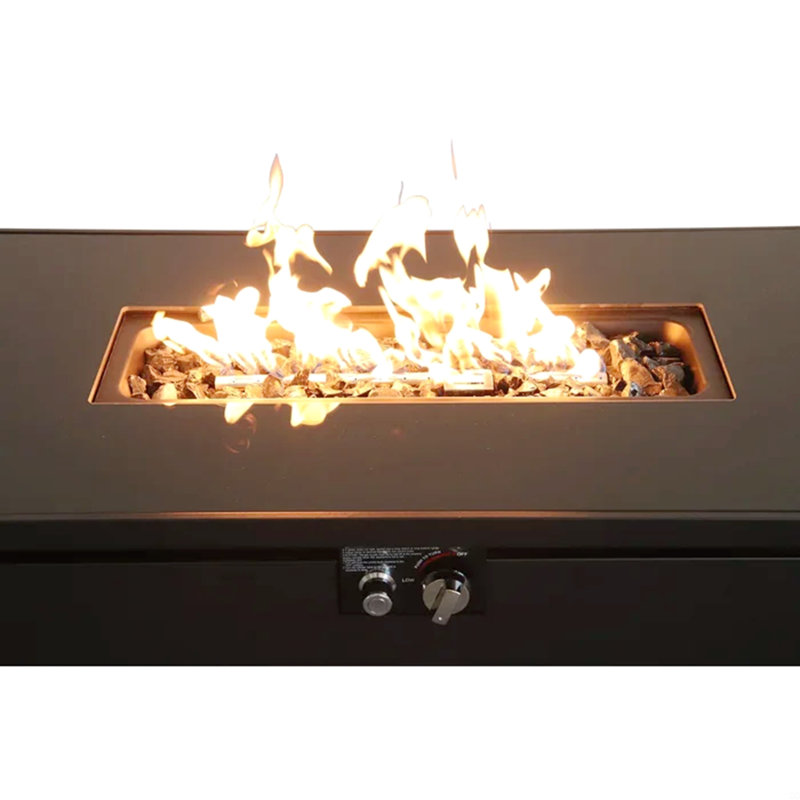 25" H X 42" W Steel Outdoor Fire Pit Table With Lid, Black, Black