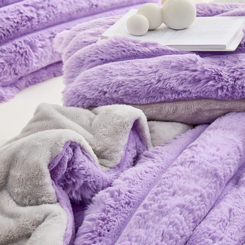 Ensemble d'édredon surdimensionné Roll Cakes Chunky Bunny - Coma, Mauve, Édredon pour très grand lit + 2 taies décorativ