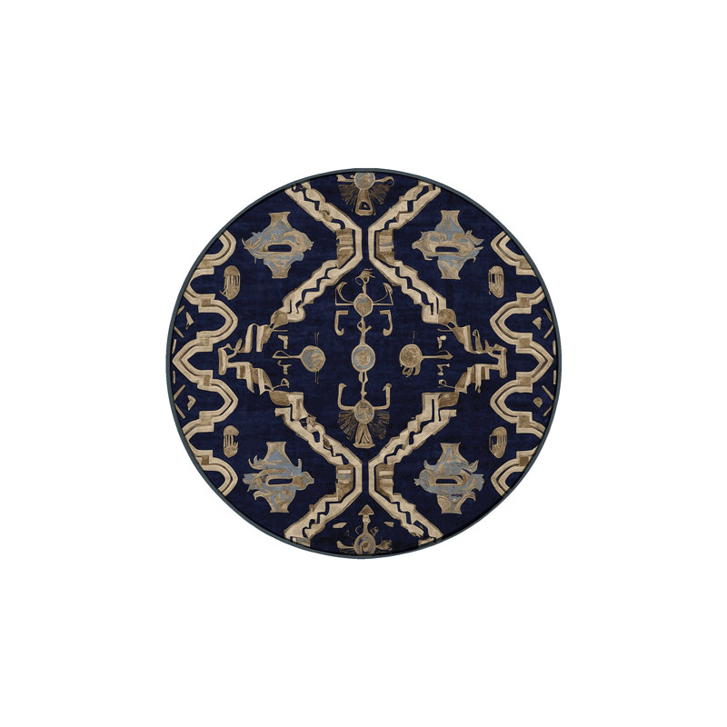 Tapis gris soyeux et moelleux, Rond 5 pi