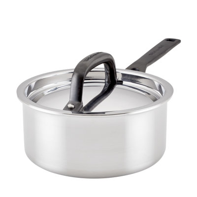 KitchenAid 5-Ply Clad Stainless Steel Induction Saucepan with Lid, 1.5-Quart