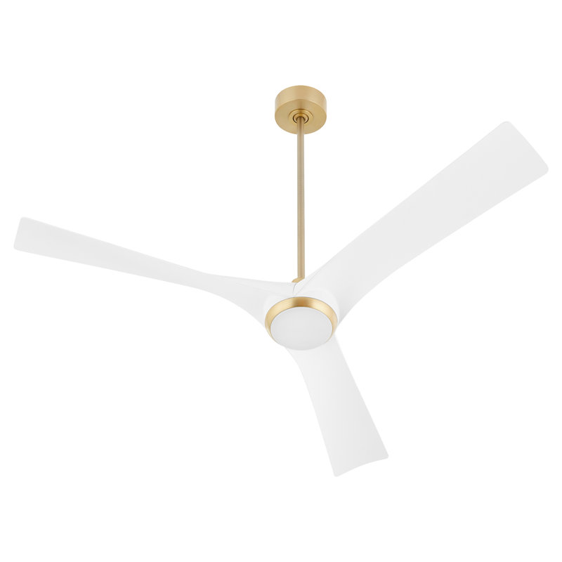 Kever 58 " Ceiling Fan, Aged Brass/White
