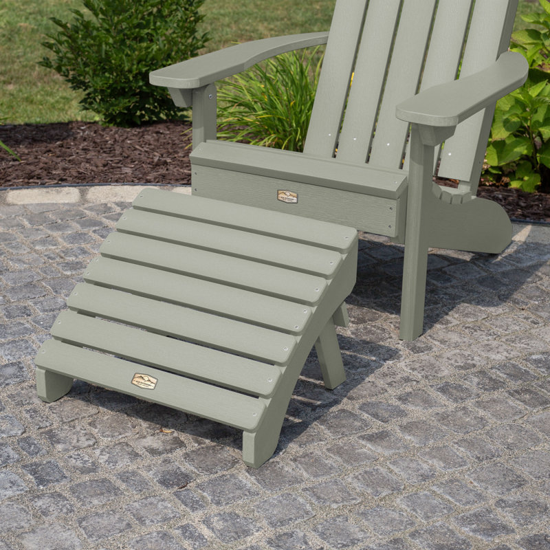 Hinz Plastic Adirondack Chair With Ottoman, Green