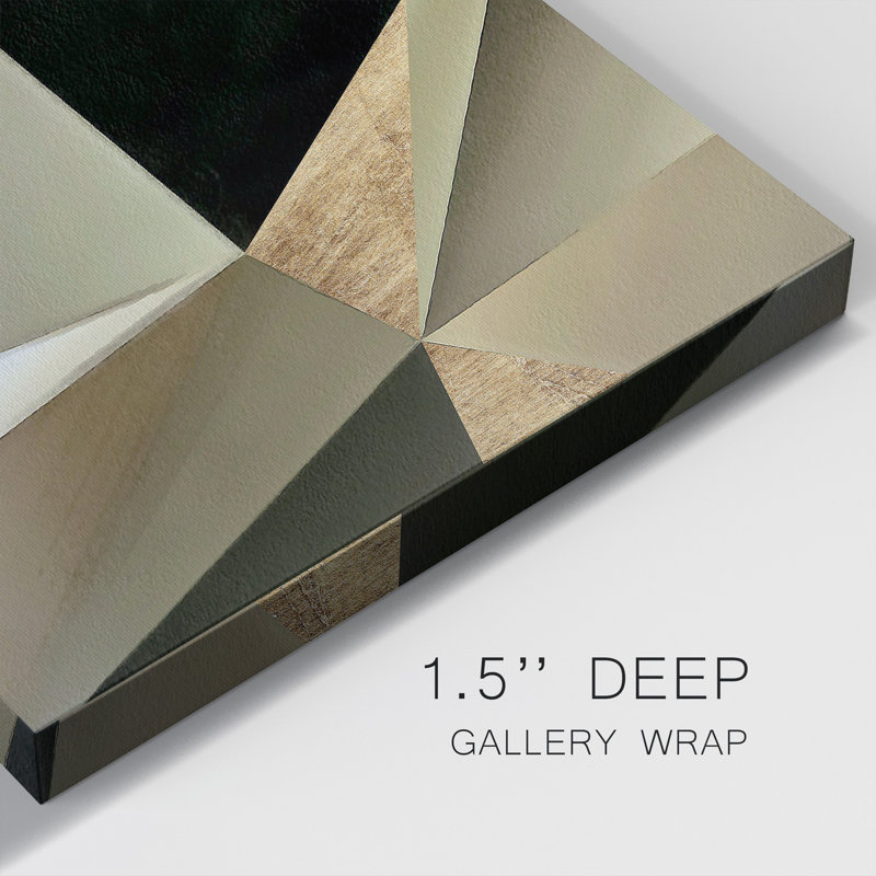 «Gold Polygon Wall II», reproduction encadrée de qualité supérieure - prête à être accrochée, Papier encadré noir vieilli