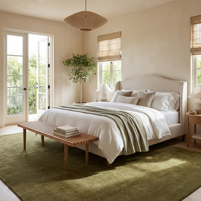 Gania Modern Green Rug, Rectangle 4' x 6'