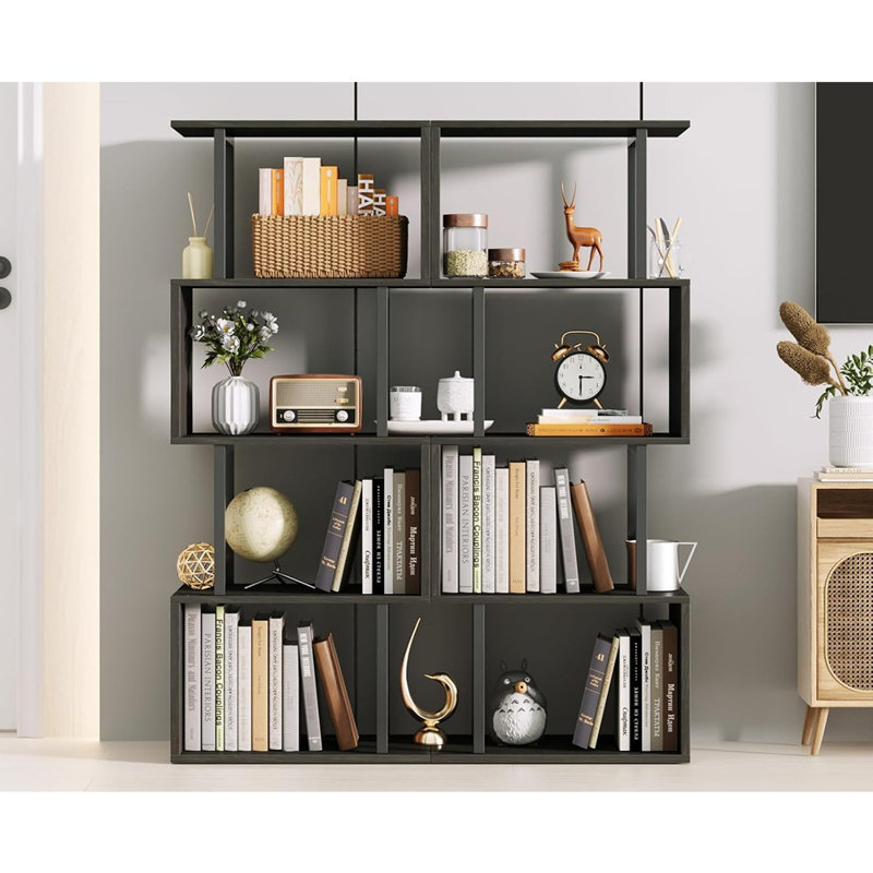 Bibliothèque à 5 niveaux, Noir, (4 tablettes) H 6 po x l 17 po x P 13 po