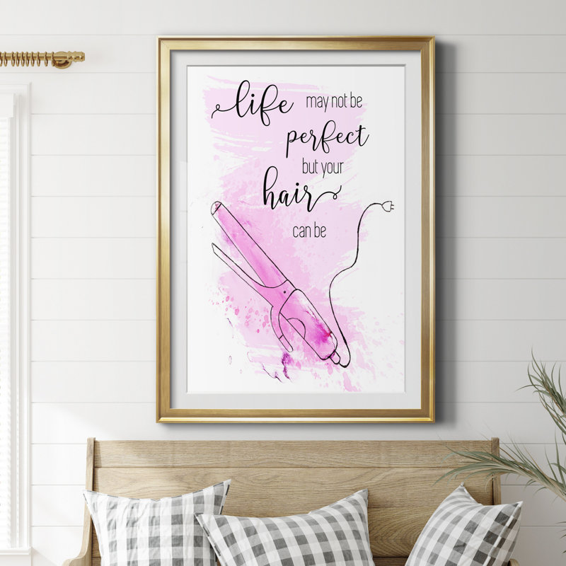 Perfect Hair - Reproduction d'art textuel sur papier encadré, H 18,5 po x l 24,5 po x P 1,5 po, Papier doré