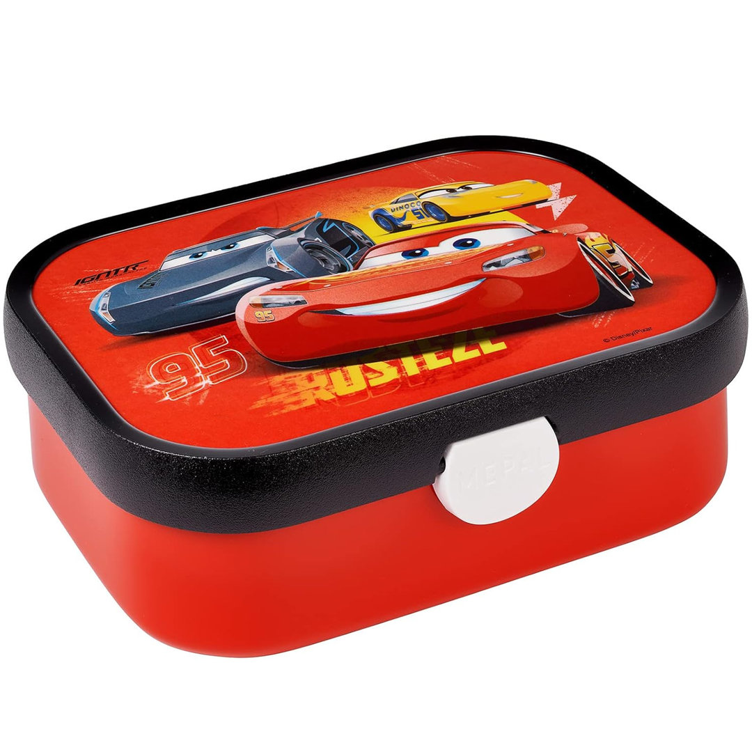 Mepal Lunch Box Campus 750ml with Compartment, Fork & Clip Lid - Cars