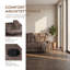Canapé inclinable manuel 3 places en tissu imprimé hollandais marron de 213 cm (84 po), avec porte-gobelet rabattable, structure en bois massif et mousse à mémoire de forme haute densité.