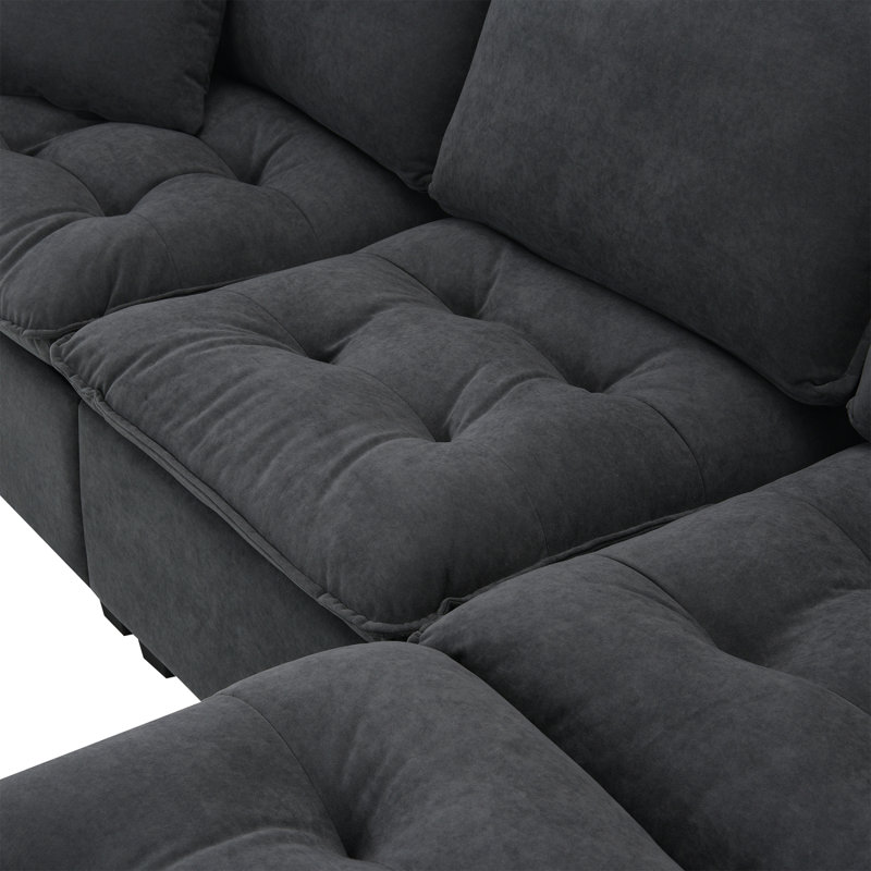 Canapé moderne 6006A-PAQUET, Suède gris foncé