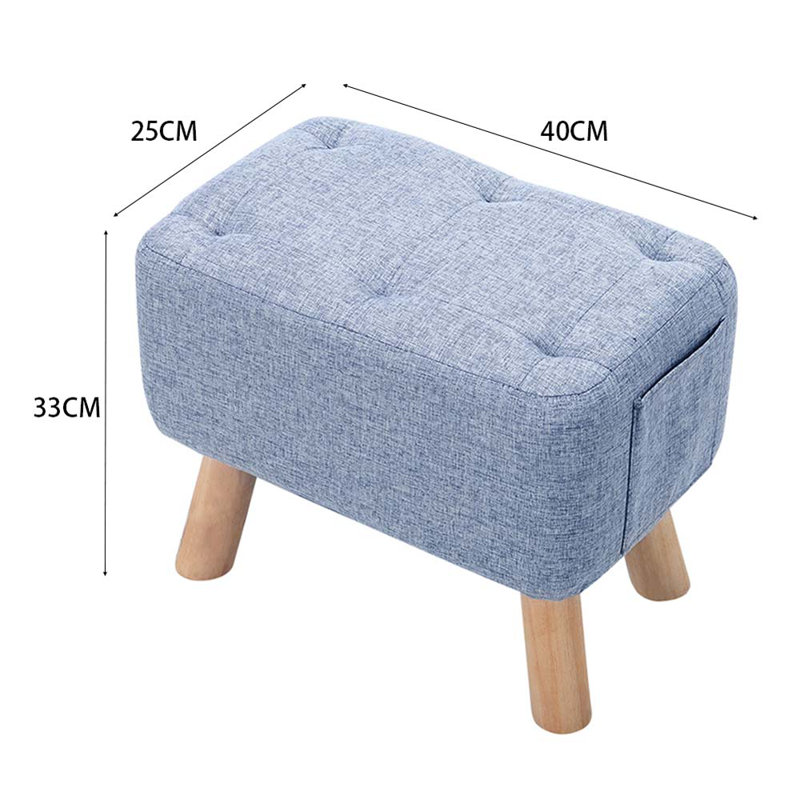 Lytle 40cm Wide Tufted Rectangle Solid Colour Ottoman, Blue