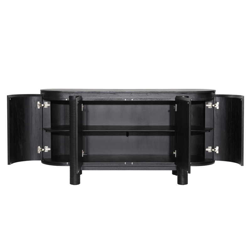 Stefan 63'' W Solid Wood Sideboard, Black