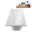 Baignoire encastrée Streamline NS7420CH 71 po en résine de pierre blanche mate avec receveur et bonde intégrée en chrome poli