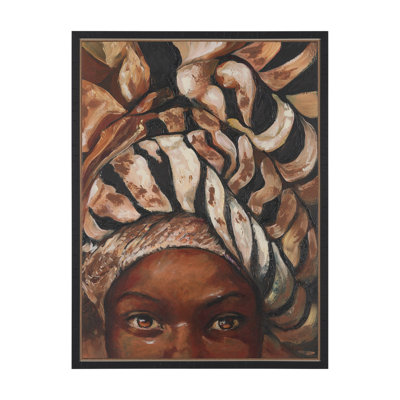 Mud Cloth Head Scarf I By Mercana Studio A Hand Embellished Textured Canvas