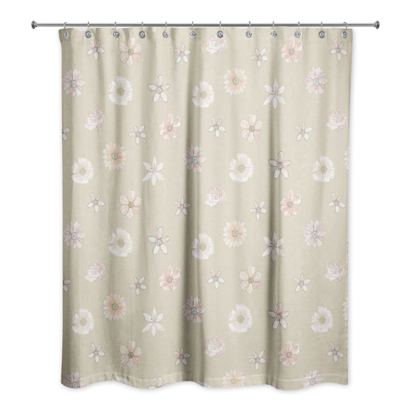 Rideau de douche simple à motif floral, Brun clair