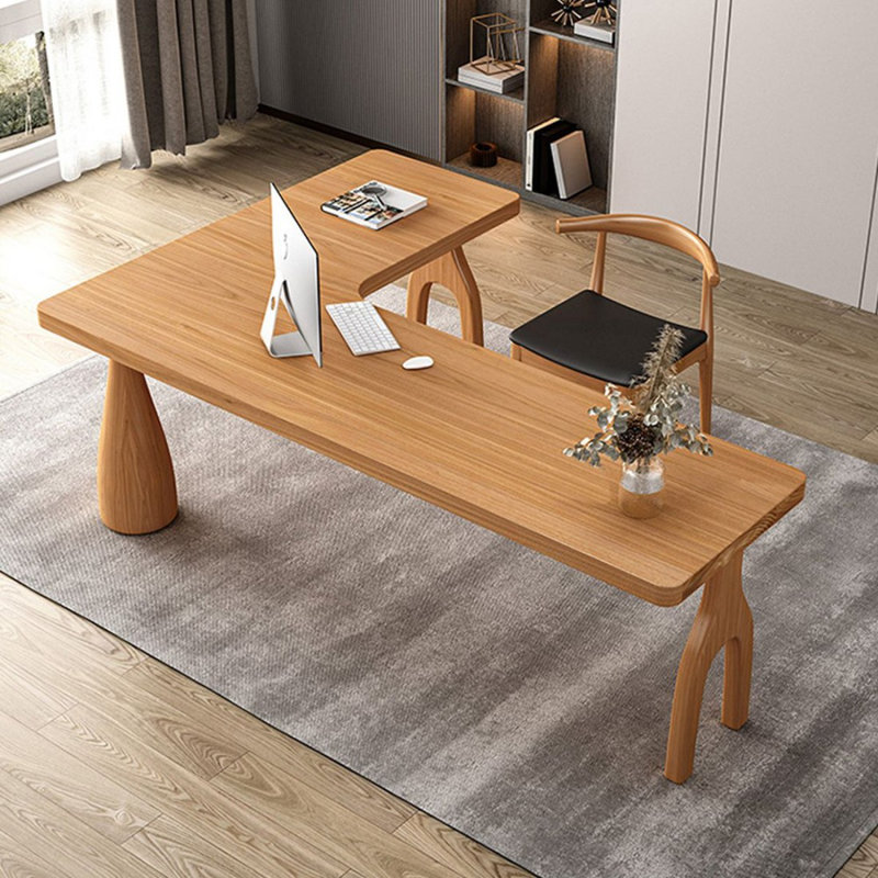 Bureau rectangulaire brun en bois massif, H 29,53 po x l 78,74 po x P 55,12 po, Retour à droite