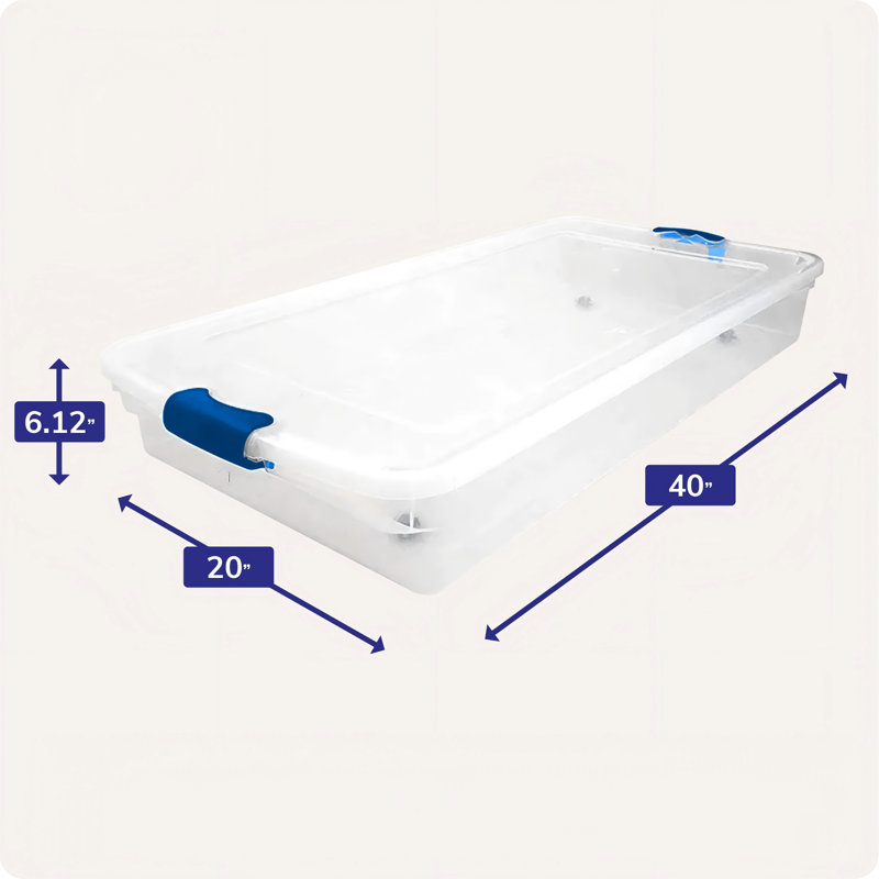 Bac de rangement sous le lit, paquet de 2, Bleu