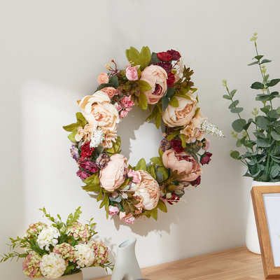 Pink peony wreath