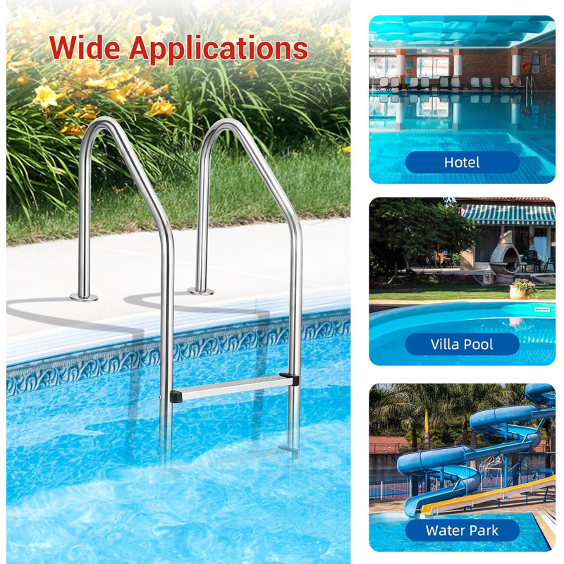 Heavy Duty 2/3 Step Pool Ladder,Stainless Steel In-Ground Design with Non-Slip Steps & Handrails