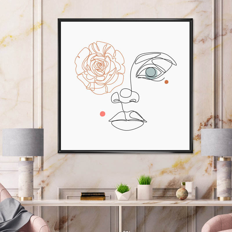 «Face féminine», impression sur toile, H 30 po x l 30 po x P 1 po, Cadre flottant noir