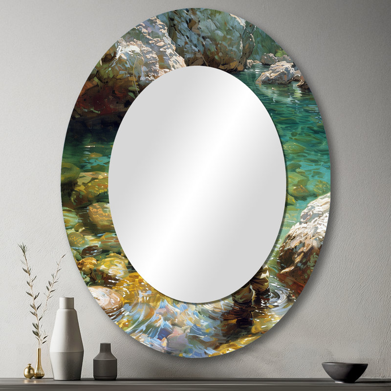 Miroir mural gris traditionnel River Trout, 43 po x 33 po