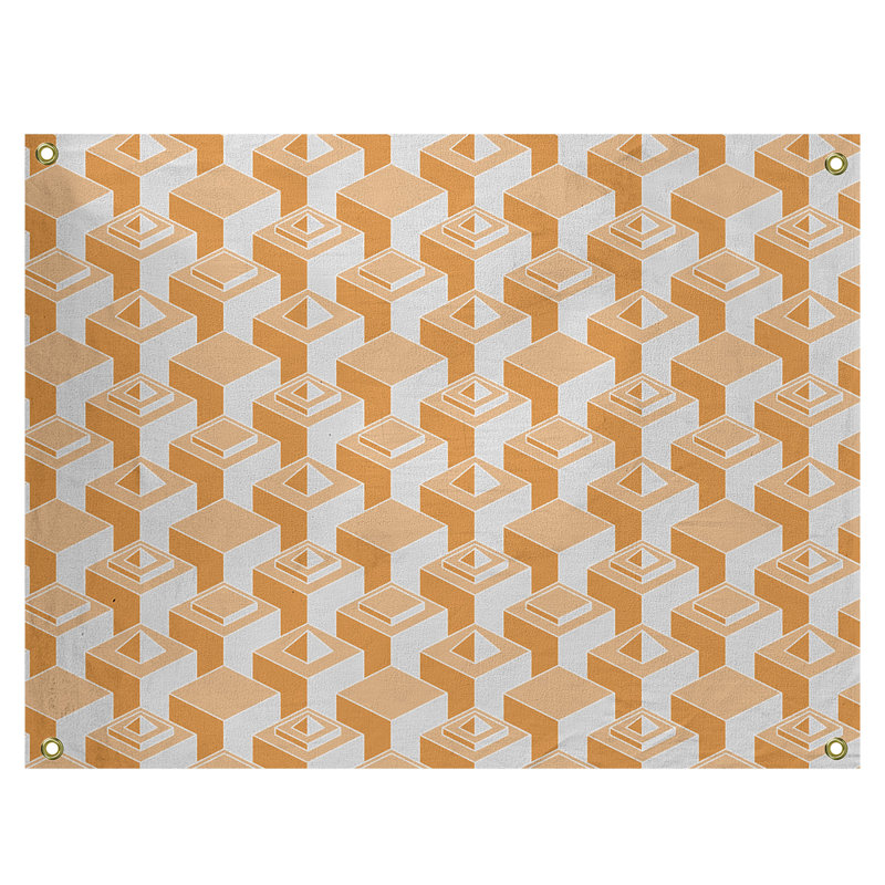 Jordao Polyester Tapestry, 59" H x 80" W, Orange/Gray