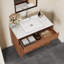 Meuble-lavabo autoportant en noyer de 36 po avec lavabo vasque et comptoir en pierre blanche 36 po-135606601