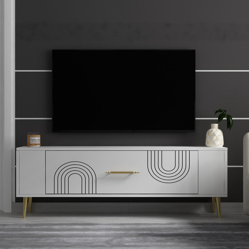 Olivia Unfinished TV Stand, 120cm, White/Gold