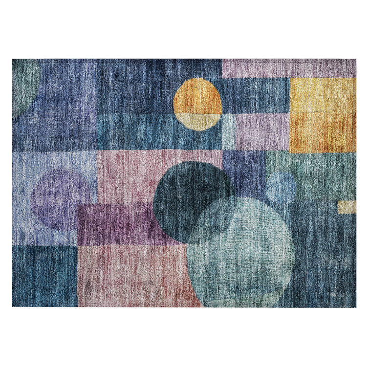 Machine Washable Indoor/Outdoor Chantille ACN1114 Blue Rug